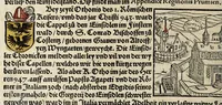 An illustration from Gemeiner loblicher Eydgnoschafft Stetten, Landen vnd Völckeren Chronick wirdiger Thaaten Beschreybung : hieriñ wirt auch die Gelegenheit der gantzen Europe : item ein kurtzuer griffne Chronica Germanie oder Teütschlands : in sonders aber ein fleyssige histori vnd ordenliche Beschreybung Gallie oder Franckrychs fürgestellt : darauff deñ obgedachte der Eydgnoschafft Beschreybung volget ... (1548)