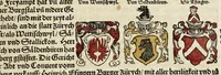 An illustration from Gemeiner loblicher Eydgnoschafft Stetten, Landen vnd Völckeren Chronick wirdiger Thaaten Beschreybung : hieriñ wirt auch die Gelegenheit der gantzen Europe : item ein kurtzuer griffne Chronica Germanie oder Teütschlands : in sonders aber ein fleyssige histori vnd ordenliche Beschreybung Gallie oder Franckrychs fürgestellt : darauff deñ obgedachte der Eydgnoschafft Beschreybung volget ... (1548)