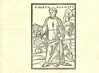 An illustration from Genealogiae Joannis Boccatii : cum demonstrationibus in formis arborũ designatis : eiusdẽ de mõtibus [et] syluis, de fontibus, lacubus [et] fluminibus : ac etiã de stagnis [et] paludibus, necnon [et] de maribus, seu diuersis maris nominibus (1511)