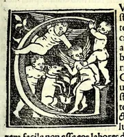 An illustration from Genealogiae Joannis Boccatii : cum demonstrationibus in formis arborũ designatis : eiusdẽ de mõtibus [et] syluis, de fontibus, lacubus [et] fluminibus : ac etiã de stagnis [et] paludibus, necnon [et] de maribus, seu diuersis maris nominibus (1511)