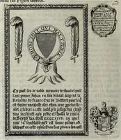 An illustration from A genealogical history of the kings of England, and monarchs of Great Britain, &c. : from the Conquest, anno 1066, to the year 1677 : in seven parts or books containing a discourse of their several lives, marriages, and issues ... with their effigies, seals, tombs ... all engraven in copper plates : furnished with several remarques and annotations (1677)