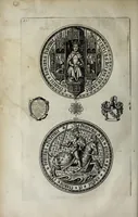 An illustration from A genealogical history of the kings of England, and monarchs of Great Britain, &c. : from the Conquest, anno 1066, to the year 1677 : in seven parts or books containing a discourse of their several lives, marriages, and issues ... with their effigies, seals, tombs ... all engraven in copper plates : furnished with several remarques and annotations (1677)