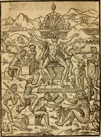 An illustration from Genealogie et la fin des Huguenaux, & descouverte du Calvinisme : où est sommairemet descrite l'histoire des troubles excitez en France parlesdits Huguenaux, iusques à present (1573)