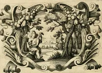 An illustration from Genii Serenissimorum Principum Philippi Wilhelmi Comitis Palatini Rheni ... sponsi, et Annae Catharinae Constantiae, augustissimorum regum Sigismundi III. filiae, Vladislai IV. sororis, Poloniae et Sueciae &c principis, sponsae : quos in nuptiali eorundem solennitate tria Societatis Jesu Collegia Dusseldorpiense, Monasterioeiffliacum e[t] Marcoduranum clementissimis suis dominis et munificentissimis fundatoribus D. C (1642)