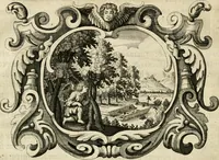 An illustration from Genii Serenissimorum Principum Philippi Wilhelmi Comitis Palatini Rheni ... sponsi, et Annae Catharinae Constantiae, augustissimorum regum Sigismundi III. filiae, Vladislai IV. sororis, Poloniae et Sueciae &c principis, sponsae : quos in nuptiali eorundem solennitate tria Societatis Jesu Collegia Dusseldorpiense, Monasterioeiffliacum e[t] Marcoduranum clementissimis suis dominis et munificentissimis fundatoribus D. C (1642)