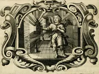 Picture 17 of 31 from Genii Serenissimorum Principum Philippi Wilhelmi Comitis Palatini Rheni ... sponsi, et Annae Catharinae Constantiae, augustissimorum regum Sigismundi III. filiae, Vladislai IV. sororis, Poloniae et Sueciae &c principis, sponsae : quos in nuptiali eorundem solennitate tria Societatis Jesu Collegia Dusseldorpiense, Monasterioeiffliacum e[t] Marcoduranum clementissimis suis dominis et munificentissimis fundatoribus D. C (1642), leaf 39