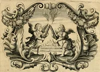 An illustration from Genii Serenissimorum Principum Philippi Wilhelmi Comitis Palatini Rheni ... sponsi, et Annae Catharinae Constantiae, augustissimorum regum Sigismundi III. filiae, Vladislai IV. sororis, Poloniae et Sueciae &c principis, sponsae : quos in nuptiali eorundem solennitate tria Societatis Jesu Collegia Dusseldorpiense, Monasterioeiffliacum e[t] Marcoduranum clementissimis suis dominis et munificentissimis fundatoribus D. C (1642)