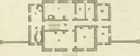 An illustration from The gentleman and farmer's architect : a new work, containing a great variety of useful and genteel designs, being correct plans and elevations of parsonage and farm houses, lodges for parks, pinery, peach, hot and green houses, with the fire-wall, tan-pit, &c. particularly described ... : with scales and tables of reference, describing the several parts, with their just dimensions and use (1762)