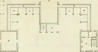 An illustration from The gentleman and farmer's architect : a new work, containing a great variety of useful and genteel designs, being correct plans and elevations of parsonage and farm houses, lodges for parks, pinery, peach, hot and green houses, with the fire-wall, tan-pit, &c. particularly described ... : with scales and tables of reference, describing the several parts, with their just dimensions and use (1762)