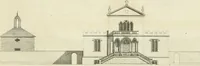 An illustration from The gentleman and farmer's architect : a new work, containing a great variety of useful and genteel designs, being correct plans and elevations of parsonage and farm houses, lodges for parks, pinery, peach, hot and green houses, with the fire-wall, tan-pit, &c. particularly described ... : with scales and tables of reference, describing the several parts, with their just dimensions and use (1762)