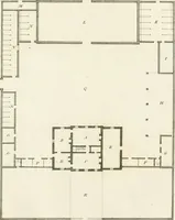 An illustration from The country gentleman's architect, in a great variety of new designs, for cottages, farm-houses, country-houses, villas, lodges for park or garden entrances, and ornamental wooden gates : with plans of the offices belonging to each design, distributed with a strict attention to convenience, elegance, and economy (1787)