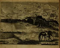 An illustration from The gentleman's recreation : in four parts, viz. hunting, hawking, fowling, fishing ; wherein these generous exercises are largely treated of, and the terms of art for hunting and hawking more amply enlarged than heretofore ; whereto is prefixt a large sculpture, giving easie directions for blowing the horn and other sculptures inserted proper to each recreation, with an abstract at the end of each subject of such laws as relate to the same (1686)