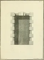 An illustration from The gentlemens or builders companion : containing variety of usefull designs for doors, gateways, peers, pavilions, temples, chimney-pieces, slab tables, pier glasses, or tabernacle frames, ceiling peices [sic] &c. (1739)