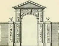 An illustration from The gentlemens or builders companion : containing variety of usefull designs for doors, gateways, peers, pavilions, temples, chimney-pieces, slab tables, pier glasses, or tabernacle frames, ceiling peices [sic] &c. (1739)