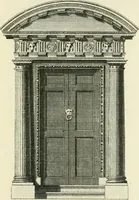 An illustration from The gentlemens or builders companion : containing variety of usefull designs for doors, gateways, peers, pavilions, temples, chimney-pieces, slab tables, pier glasses, or tabernacle frames, ceiling peices [sic] &c. (1739)
