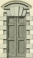 An illustration from The gentlemens or builders companion : containing variety of usefull designs for doors, gateways, peers, pavilions, temples, chimney-pieces, slab tables, pier glasses, or tabernacle frames, ceiling peices [sic] &c. (1739)
