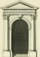 An illustration from The gentlemens or builders companion : containing variety of usefull designs for doors, gateways, peers, pavilions, temples, chimney-pieces, slab tables, pier glasses, or tabernacle frames, ceiling peices [sic] &c. (1739)