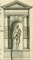 An illustration from The gentlemens or builders companion : containing variety of usefull designs for doors, gateways, peers, pavilions, temples, chimney-pieces, slab tables, pier glasses, or tabernacle frames, ceiling peices [sic] &c. (1739)