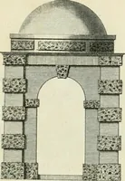 An illustration from The gentlemens or builders companion : containing variety of usefull designs for doors, gateways, peers, pavilions, temples, chimney-pieces, slab tables, pier glasses, or tabernacle frames, ceiling peices [sic] &c. (1739)