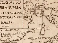 An illustration from Geographiæ sacræ pars prior[-altera] ... : cum tabula chorographica, & duplici indice, 1. Locorum scripturæ. 2. Rerum & verborum : adjecti sunt tres alij indices in fine totius operis (1651)
