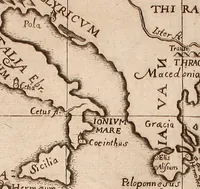 An illustration from Geographiæ sacræ pars prior[-altera] ... : cum tabula chorographica, & duplici indice, 1. Locorum scripturæ. 2. Rerum & verborum : adjecti sunt tres alij indices in fine totius operis (1651)