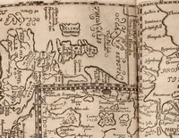 An illustration from Geographiæ sacræ pars prior[-altera] ... : cum tabula chorographica, & duplici indice, 1. Locorum scripturæ. 2. Rerum & verborum : adjecti sunt tres alij indices in fine totius operis (1651)