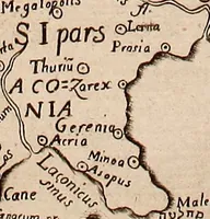 An illustration from Geographiæ sacræ pars prior[-altera] ... : cum tabula chorographica, & duplici indice, 1. Locorum scripturæ. 2. Rerum & verborum : adjecti sunt tres alij indices in fine totius operis (1651)