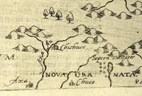 An illustration from Geographische vnd historische Beschreibung der uberauss grosser Landtschafft America: welche auch West Jndia, vnd jhrer grösse halben die New Welt genennet wirt. : Gar artig, vnd nach der Kunst in XX. Mappen oder Landtaffeln verfasset, vnd jetzt newlich in Kupffer gestochen, vnd an tag gegeben. : Dabey auff dem Rücken ieder Mappen gefunden wirdt, die Gestalt, Art, vne vornembste Gelgenheit der Landtschafft ... : Zu mehrem Verstand vnd Erklärung gemelter Landschafft America, ist hiebey gefügt ein schön vnd nützlicher Tractat von der Natur, Art, vnd Eygenschafft der Newer Welt ... (1598)
