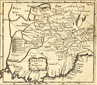 An illustration from Geography rectified; or, A description of the world, in all its kingdoms, provinces, countries ... As also their commodities, coins, weights, and measures, compared with those at London. Illustrated with seventy eight maps. The 3d ed., enl. To which is added a compleat geographical index to the whole, alphabetically digested. The whole work performed according to the more accurate observations and discoveries of modern authors (1693)