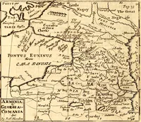 An illustration from Geography rectified; or, A description of the world, in all its kingdoms, provinces, countries ... As also their commodities, coins, weights, and measures, compared with those at London. Illustrated with seventy eight maps. The 3d ed., enl. To which is added a compleat geographical index to the whole, alphabetically digested. The whole work performed according to the more accurate observations and discoveries of modern authors (1693)
