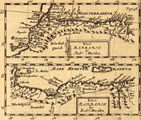 An illustration from Geography rectified; or, A description of the world, in all its kingdoms, provinces, countries ... As also their commodities, coins, weights, and measures, compared with those at London. Illustrated with seventy eight maps. The 3d ed., enl. To which is added a compleat geographical index to the whole, alphabetically digested. The whole work performed according to the more accurate observations and discoveries of modern authors (1693)