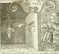An illustration from Georgiae Montaneae, nobilis Gallae, Emblematvm Christianorvm centvria : cum eorundem Latina interpretatione = Cent emblemes chrestiens (1584)