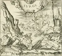 An illustration from Georgiae Montaneae, nobilis Gallae, Emblematvm Christianorvm centvria : cum eorundem Latina interpretatione = Cent emblemes chrestiens (1584)