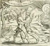 An illustration from Georgiae Montaneae, nobilis Gallae, Emblematvm Christianorvm centvria : cum eorundem Latina interpretatione = Cent emblemes chrestiens (1584)