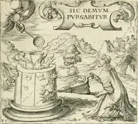 An illustration from Georgiae Montaneae, nobilis Gallae, Emblematvm Christianorvm centvria : cum eorundem Latina interpretatione = Cent emblemes chrestiens (1584)
