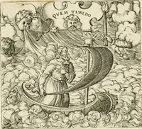 An illustration from Georgiae Montaneae, nobilis Gallae, Emblematvm Christianorvm centvria : cum eorundem Latina interpretatione = Cent emblemes chrestiens (1584)