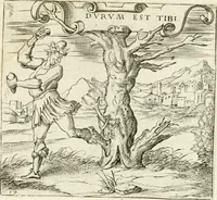 An illustration from Georgiae Montaneae, nobilis Gallae, Emblematvm Christianorvm centvria : cum eorundem Latina interpretatione = Cent emblemes chrestiens (1584)