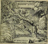 An illustration from Georgiae Montaneae, nobilis Gallae, Emblematum christianorum centuria : cum eorundem latina interpretatione = Cent emblemes chrestiens (1584)