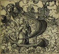 Picture 13 of 97 from Georgiae Montaneae, nobilis Gallae, Emblematum christianorum centuria : cum eorundem latina interpretatione = Cent emblemes chrestiens (1584), leaf 38