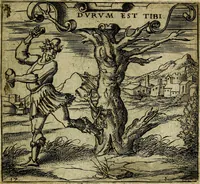 An illustration from Georgiae Montaneae, nobilis Gallae, Emblematum christianorum centuria : cum eorundem latina interpretatione = Cent emblemes chrestiens (1584)