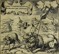An illustration from Georgiae Montaneae, nobilis Gallae, Emblematum christianorum centuria : cum eorundem latina interpretatione = Cent emblemes chrestiens (1584)