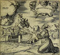 An illustration from Georgiae Montaneae, nobilis Gallae, Emblematum christianorum centuria : cum eorundem latina interpretatione = Cent emblemes chrestiens (1584)