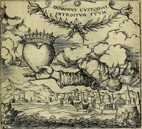 An illustration from Georgiae Montaneae, nobilis Gallae, Emblematum christianorum centuria : cum eorundem latina interpretatione = Cent emblemes chrestiens (1584)