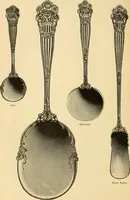 An illustration from Georgian : a pattern of spoons, forks and all other pieces of table flat ware is partly shown in this book, in which is also given an account of the chief events of the War of the Revolution and the acts of oppression which preceded and provoked it ; to which are added sundry pictures of places and things identified with this momentous conflict ... (1899)