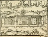 Picture 50 of 293 from Georgii Agricolae De re metallica libri XII. qvibus officia, instrumenta, machinae, ac omnia deni ad metallicam spectantia, non modo luculentissimè describuntur, sed & per effigies, suis locis insertas, adiunctis latinis, germanicis appellationibus ita ob oculos ponuntur, ut clarius tradi non possint. Eivsdem De animantibvs svbterraneis liber, ab autore recognitus: cum indicibus diuersis, quicqiuid in opere tractatum est, pulchré demonstrantibus (1556), leaf 100