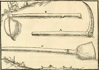 An illustration from Georgii Agricolae De re metallica libri XII. qvibus officia, instrumenta, machinae, ac omnia deni ad metallicam spectantia, non modo luculentissimè describuntur, sed & per effigies, suis locis insertas, adiunctis latinis, germanicis appellationibus ita ob oculos ponuntur, ut clarius tradi non possint. Eivsdem De animantibvs svbterraneis liber, ab autore recognitus: cum indicibus diuersis, quicqiuid in opere tractatum est, pulchré demonstrantibus (1556)