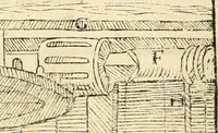 An illustration from Georgii Agricolae De re metallica libri XII. qvibus officia, instrumenta, machinae, ac omnia deni ad metallicam spectantia, non modo luculentissimè describuntur, sed & per effigies, suis locis insertas, adiunctis latinis, germanicis appellationibus ita ob oculos ponuntur, ut clarius tradi non possint. Eivsdem De animantibvs svbterraneis liber, ab autore recognitus: cum indicibus diuersis, quicqiuid in opere tractatum est, pulchré demonstrantibus (1556)
