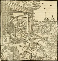Picture 92 of 293 from Georgii Agricolae De re metallica libri XII. qvibus officia, instrumenta, machinae, ac omnia deni ad metallicam spectantia, non modo luculentissimè describuntur, sed & per effigies, suis locis insertas, adiunctis latinis, germanicis appellationibus ita ob oculos ponuntur, ut clarius tradi non possint. Eivsdem De animantibvs svbterraneis liber, ab autore recognitus: cum indicibus diuersis, quicqiuid in opere tractatum est, pulchré demonstrantibus (1556), leaf 156