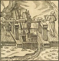 Picture 101 of 293 from Georgii Agricolae De re metallica libri XII. qvibus officia, instrumenta, machinae, ac omnia deni ad metallicam spectantia, non modo luculentissimè describuntur, sed & per effigies, suis locis insertas, adiunctis latinis, germanicis appellationibus ita ob oculos ponuntur, ut clarius tradi non possint. Eivsdem De animantibvs svbterraneis liber, ab autore recognitus: cum indicibus diuersis, quicqiuid in opere tractatum est, pulchré demonstrantibus (1556), leaf 172