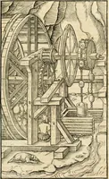An illustration from Georgii Agricolae De re metallica libri XII. qvibus officia, instrumenta, machinae, ac omnia deni ad metallicam spectantia, non modo luculentissimè describuntur, sed & per effigies, suis locis insertas, adiunctis latinis, germanicis appellationibus ita ob oculos ponuntur, ut clarius tradi non possint. Eivsdem De animantibvs svbterraneis liber, ab autore recognitus: cum indicibus diuersis, quicqiuid in opere tractatum est, pulchré demonstrantibus (1556)